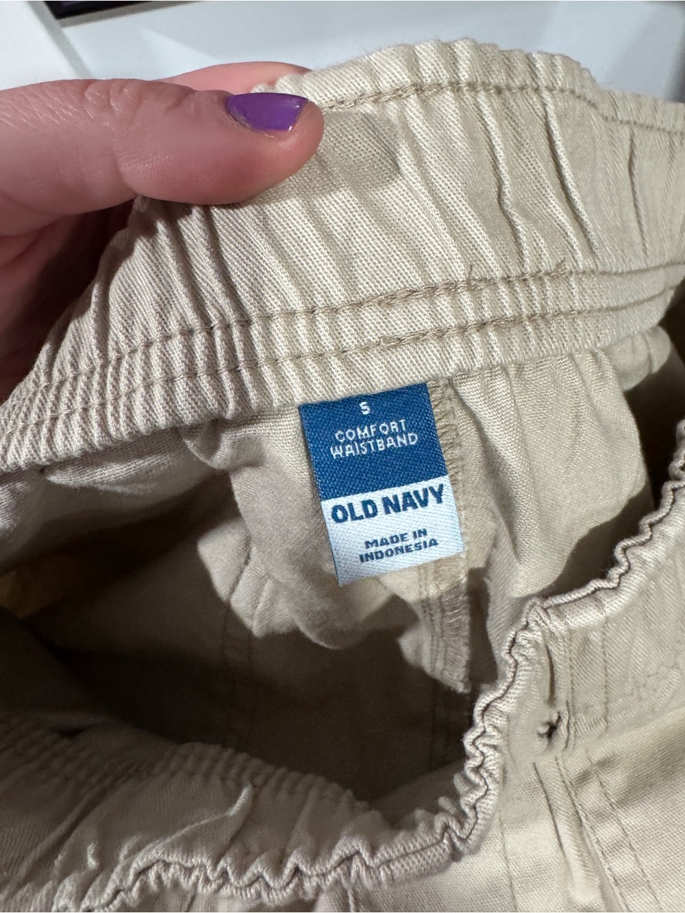 Old Navy Women's Light Tan Elastic-Waist Chinos - Picture 4 of 5